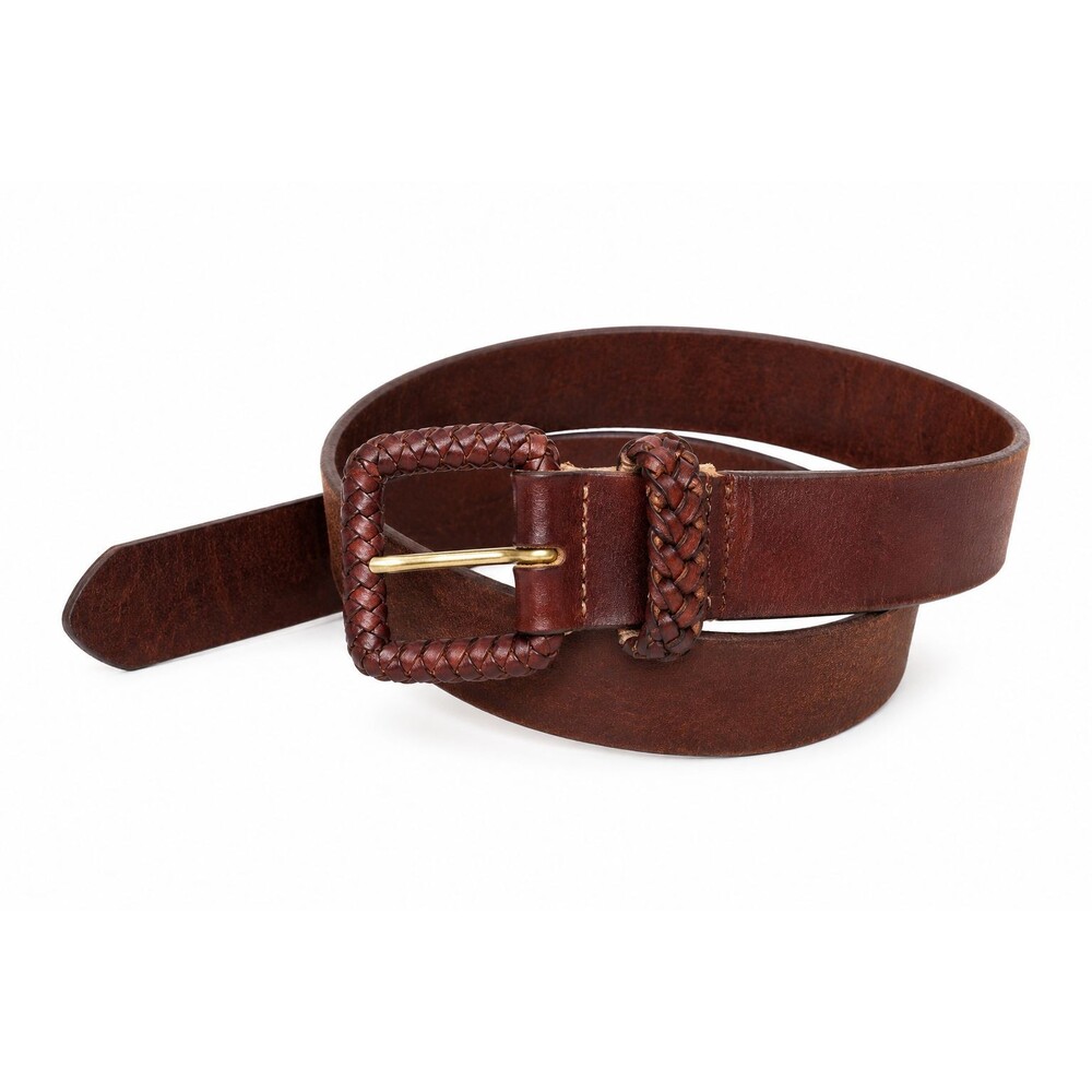 Limited Braided Leather Belt Brown Boho Western Y2K Genuine Leather Womens M